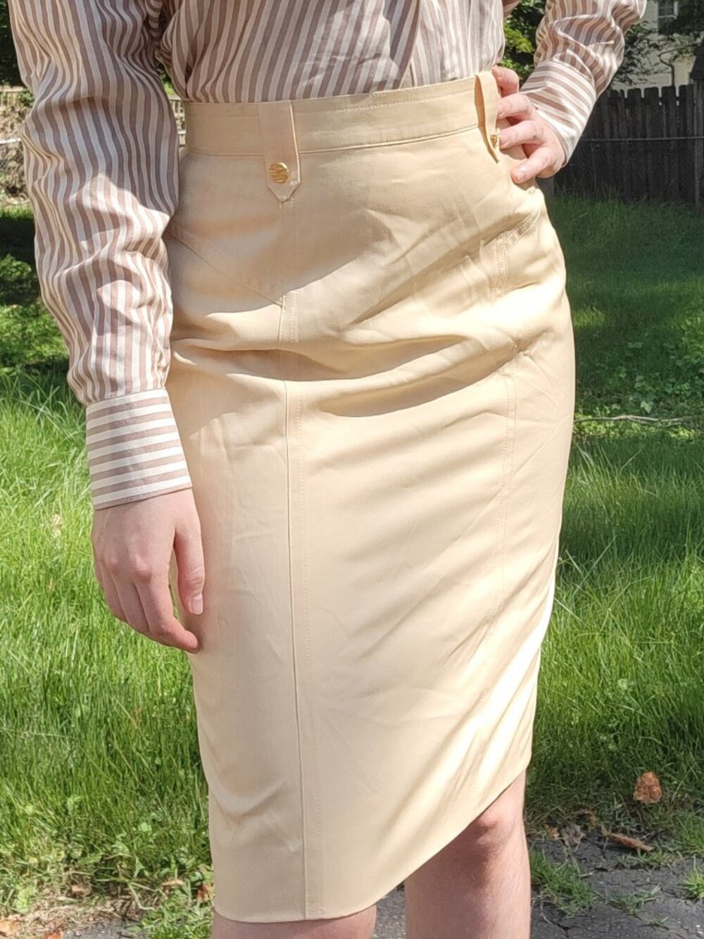 ❝ Escada by Margaretha Ley yellow wool vintage pencil skirt🌻 . ❞